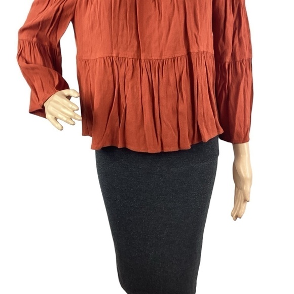 Madewell Tiered Button Back Top Size M Burnished Rust - Picture 3 of 7